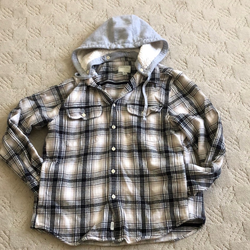 American Eagle hooded flannel shirt size large